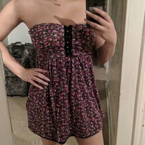 Forever 21 Floral Strapless Mini Dress